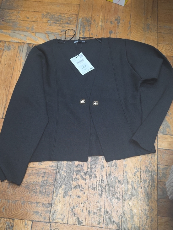 Jackets & Blazers - Black Women's Structured Jacket with Decorative Buttons